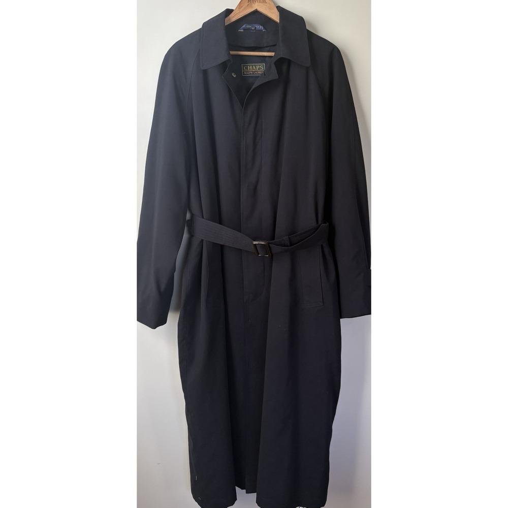 Men's Ralph Lauren X Chaps Black 42r Trench Coat With Removable Wool Lining